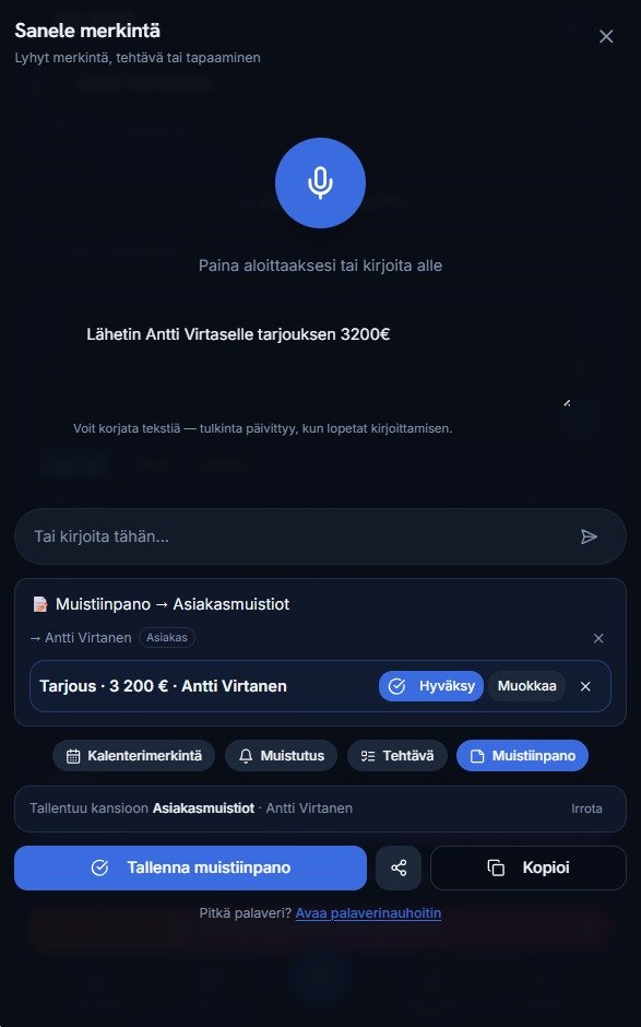 AI-DO:n puheella tehtävä asiakasmuistio